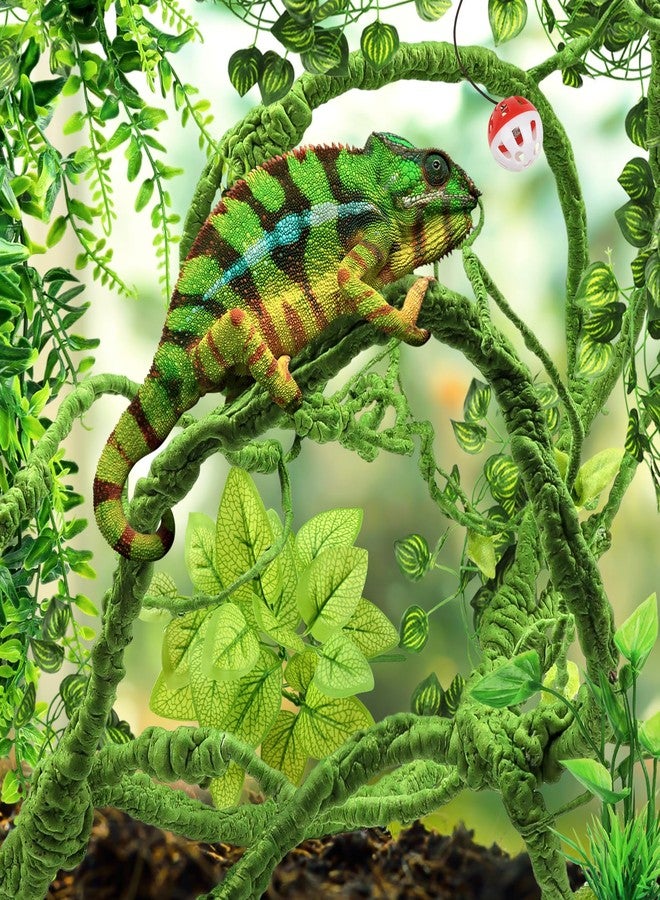 QUOZUO Bearded Dragon Accessories - Terrarium Hanging Plant Vines, Reptile Plants, Toys Ball With Bells, Leopard Gecko Tank Accessories for Lizard Snake Geckos Chameleon - Image 5